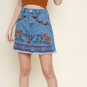 Frayed Denim Accent Skirt